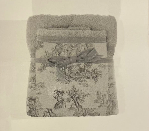 Coppia asciugamani TOILE grigio perla